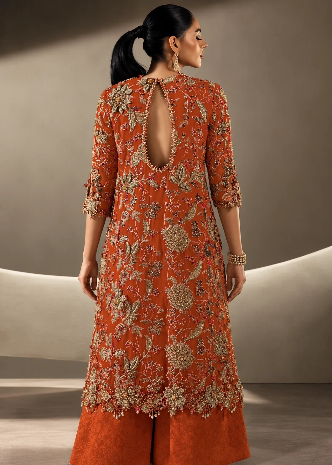 ORANGE ZEST GLAM - SANA SAFINAZ clothing in gold, orange, silver…